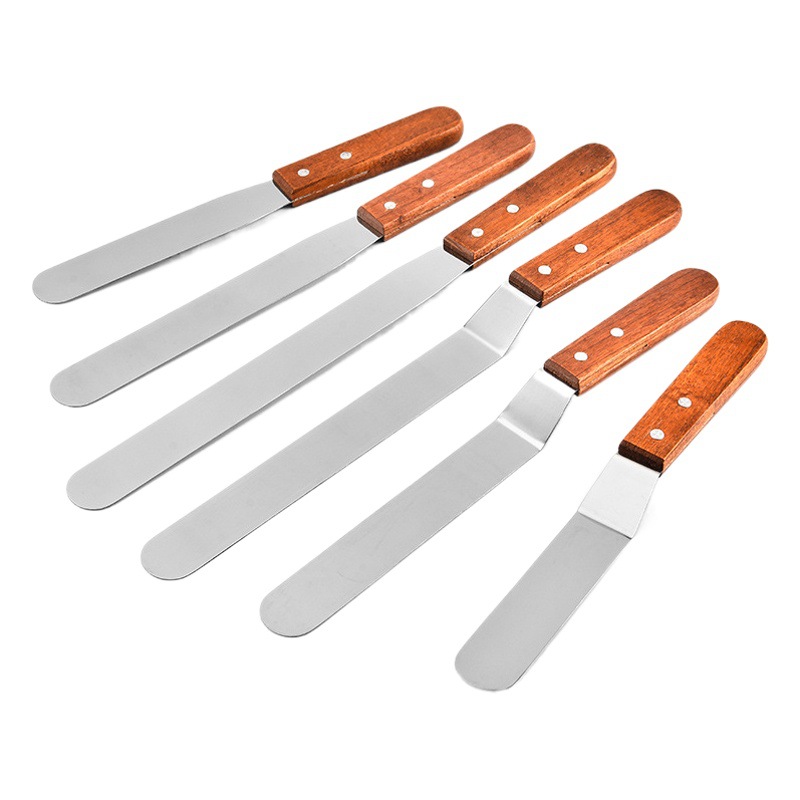 6 pulgadas 8 pulgadas beso recto de 10 pulgadas Qu beso espátula de acero inoxidable pastel de crema agitación raspador para hornear herramienta de desmoldeo de decoración