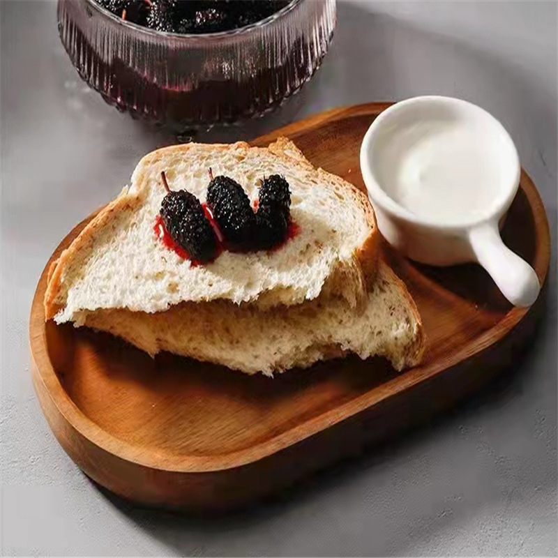 bandeja de postre de madera de alta sensación para el hogar, taza de marca, taza de almohadilla de madera de acacia