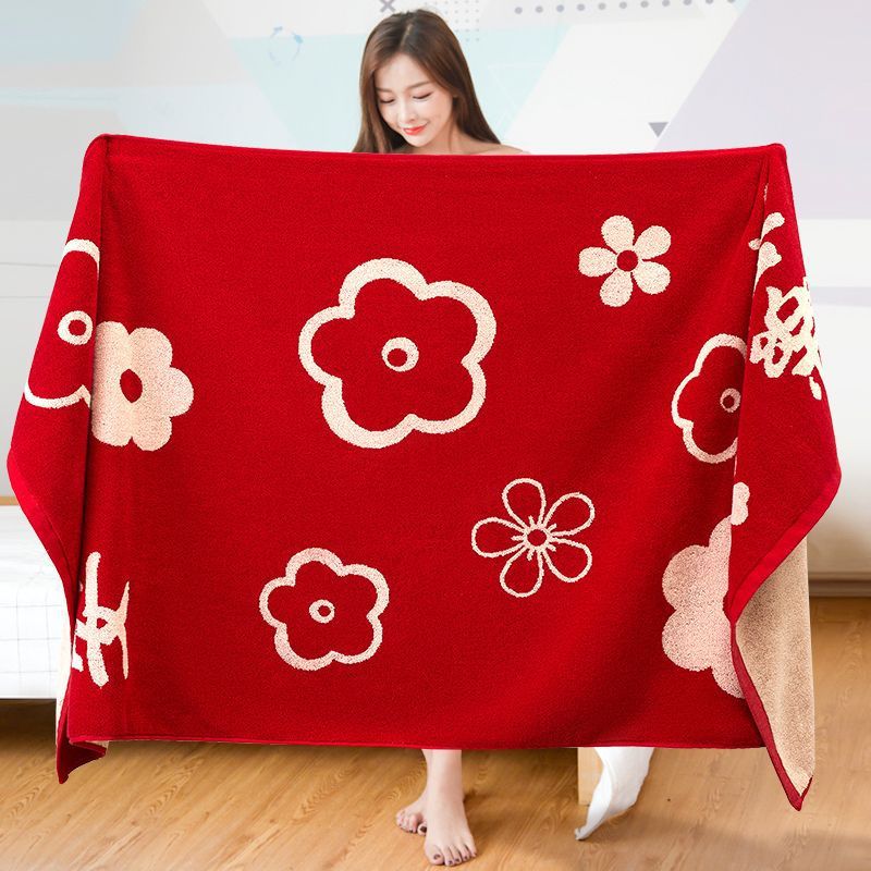 pure cotton Bath towel marry Dowry Jubilation towel soft water uptake gules take a shower Bright red