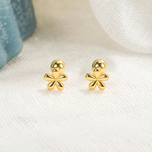 Simple flower ear bone nails, summer screws,  new trendy ear piercing, cool high-end earrings and earrings