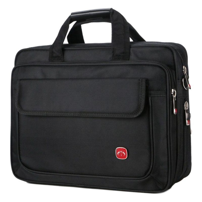 Factory wholesale Megello computer bag men's shoulder portable business briefcase black bag double silk 1680 nylon