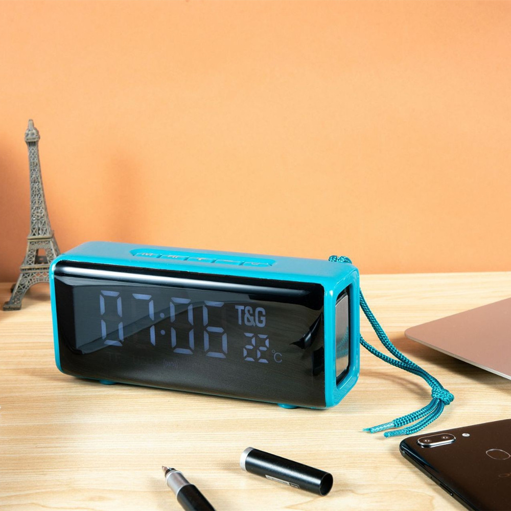 TG174 soporte reloj despertador al aire libre subwoofer impermeable doble diafragma tarjeta portátil de conexión USB llamada Bluetooth audio