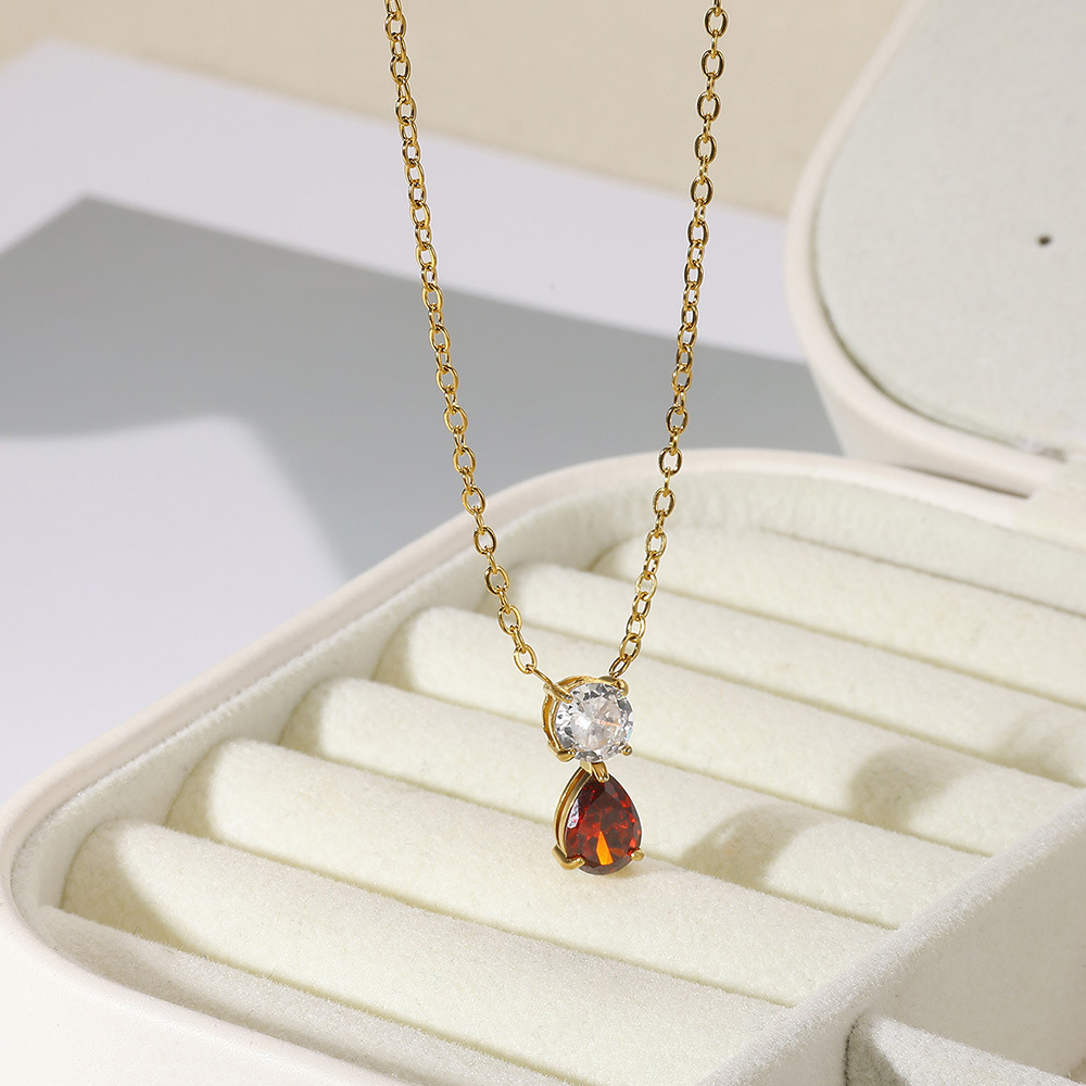 5g Weight 0.03µm-0.05µm Gold Plating Thickness PVD Coated Gold Plating Process Lobster Trigger Clasp Closure Clasp Closure Type Real Gold Plated Plating Material 304 Stainless Steel Pendant Material Birthstone Inlay Material Pendant Necklace Classification 304 Stainless Steel Chain Material cable chain Chain Type 1 Piece Quantity Holiday, Daily Occasion 304 Stainless Steel Material Water Droplets Pattern Women's Gender Vacation, Classic Style Style Waterproof Non Tarnish, Inlay Craft PVD Coated Real Gold Plated Water Droplets 304 Stainless Steel Vacation Classic Style Waterproof Non Tarnish 304 Stainless Steel Lobster Trigger Clasp Closure Pendant Necklace 2