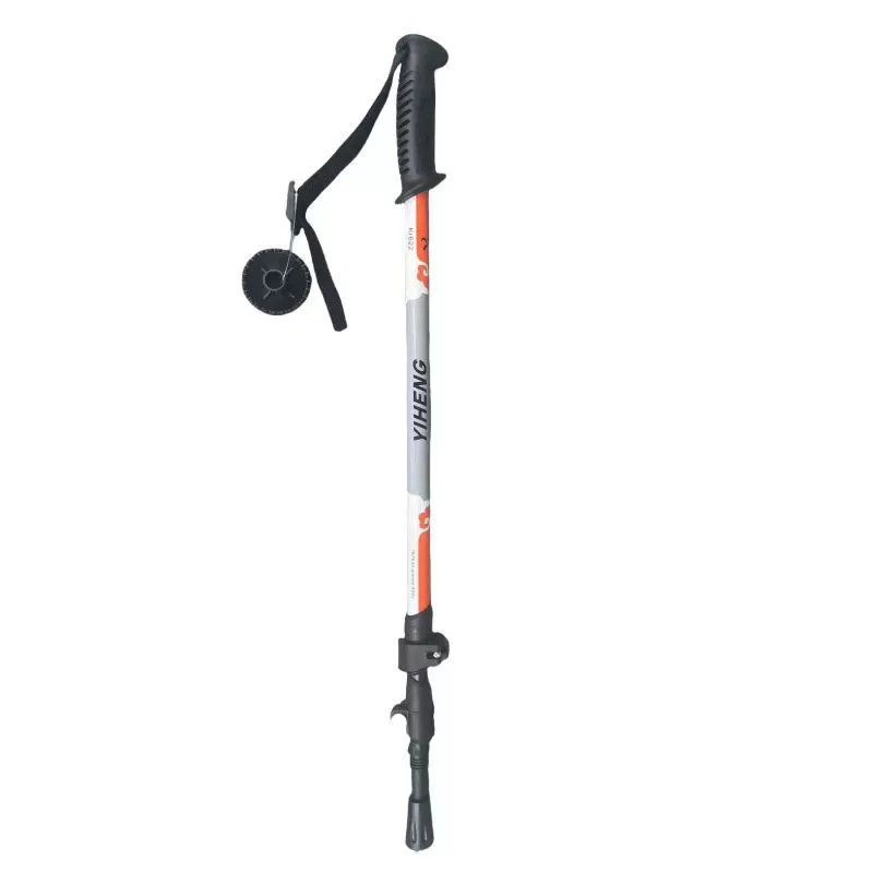 Painted three-section straight handle 7075 aluminum alloy inner lock outer lock trekking stick
