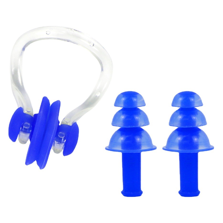 Factory Direct Sales Universal Silicone Swimming Earplugs for Adults and Kidsren, Boxed Anti-Choking Professional Nose Clip Earplugs Set