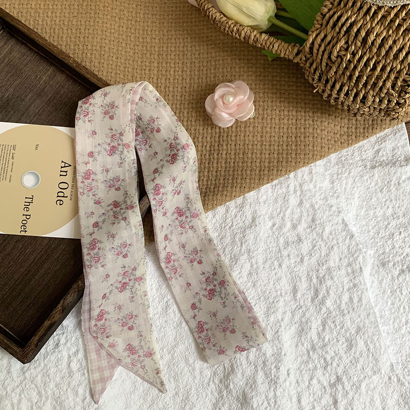 Bufanda de seda, bufanda pequeña de moda de alta gama, flor de todo fósforo, clip tridimensional, decoración de flores, serpentín, diadema
