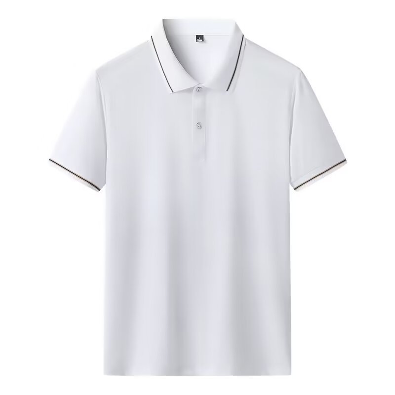 Fashion Polo Shirt Men's Short-sleeved T-shirt High-end Ice Silk Mesh Thin Loose Casual Lace Fashion Brand Half-length Sleeve