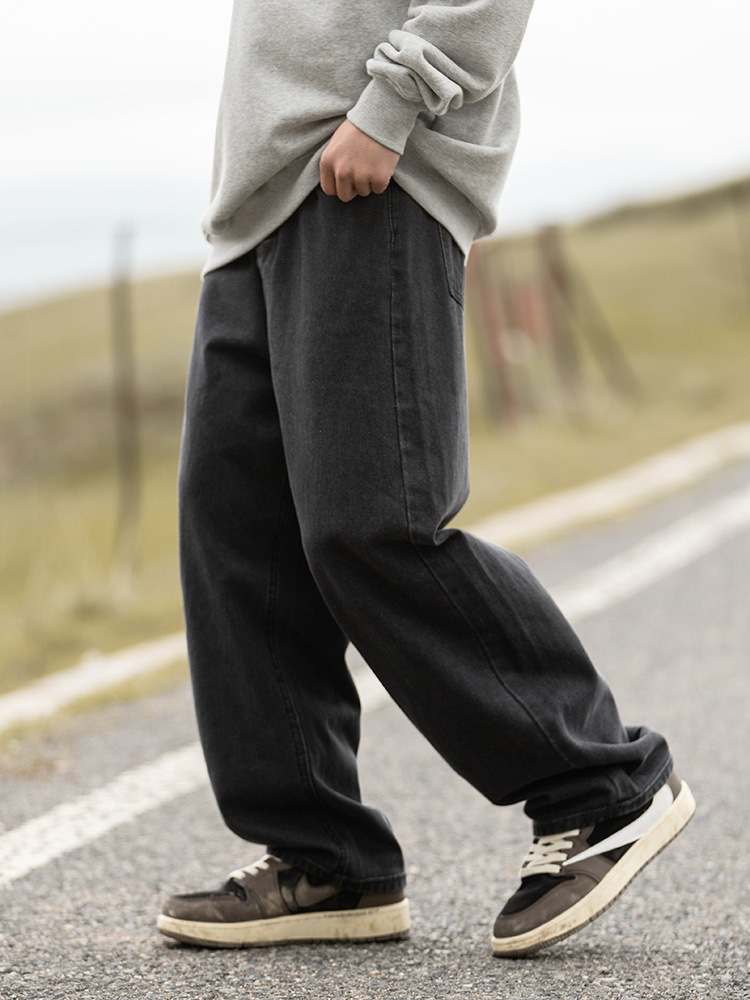 Hanlu Xingangfeng jeans para hombre para hombre 2025 primavera nuevo color sólido lavado recto ins pantalones de tendencia