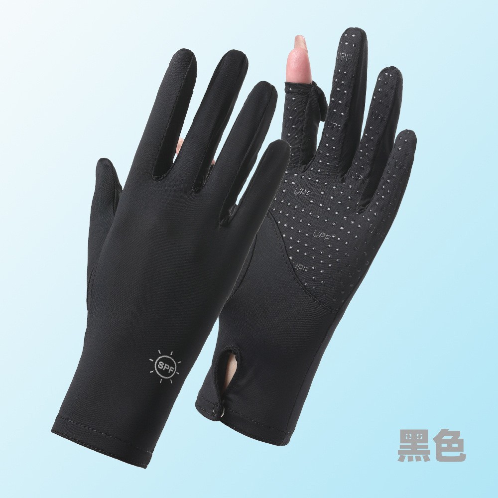 Guantes de protección solar de verano para mujer, seda de hielo, protección UV, estilo fino al aire libre, conducción, guantes de pantalla táctil cortos antideslizantes
