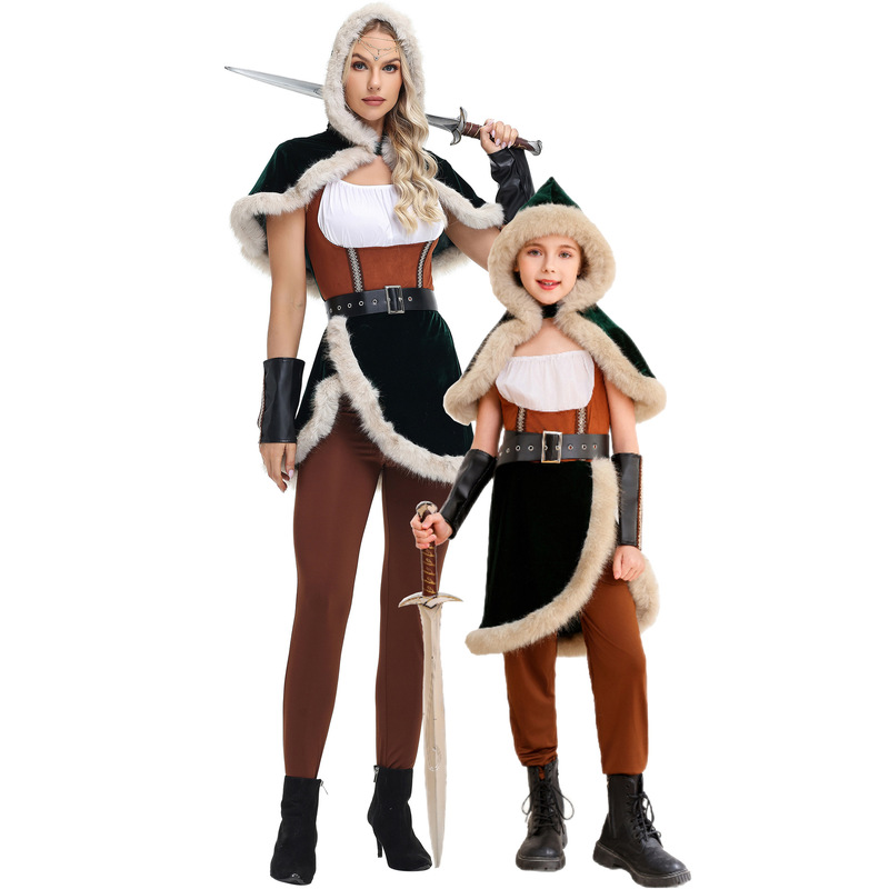 Xxxs-Xl Medieval Viking Age Dark Female Warrior Cos Costume Halloween Christmas Female Knight Costume