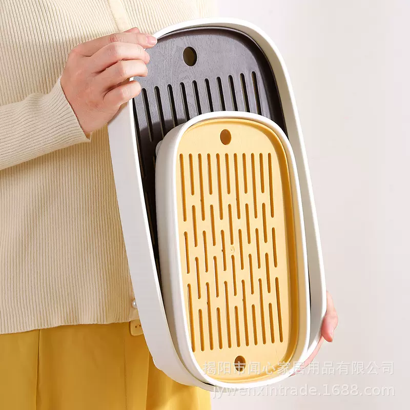 仿木纹茶盘家用现代简约茶具储水茶杯沥水小型茶水果托盘凉水壶