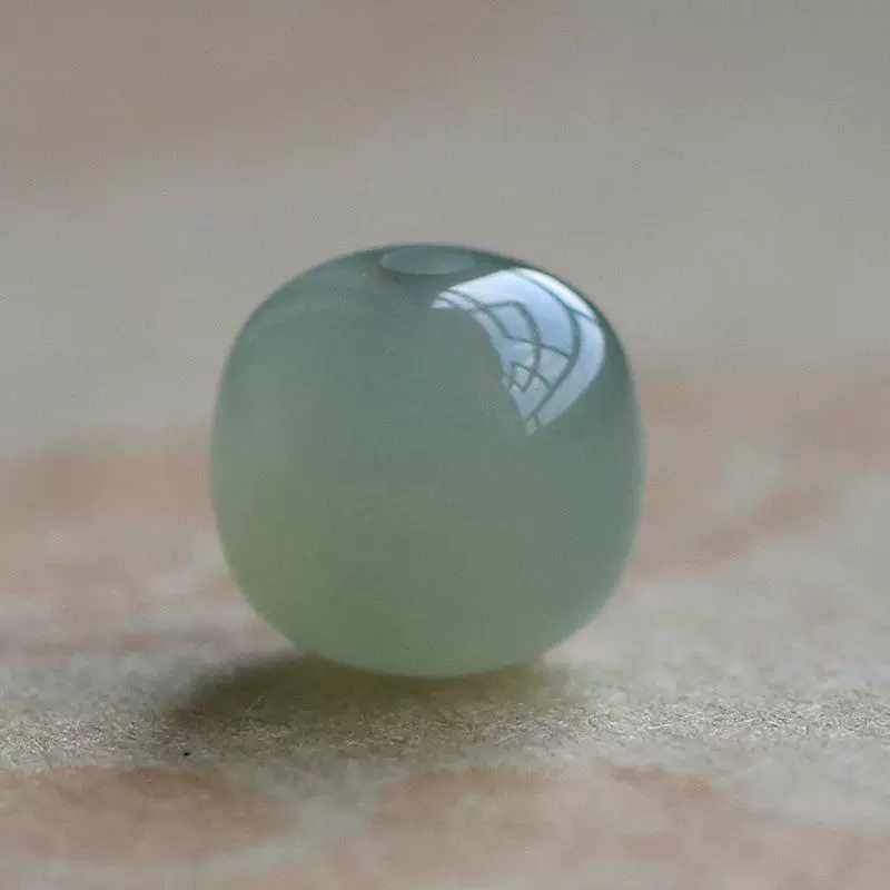 新疆和田玉白玉珠子老型珠散珠晴水碧湖绿玉石玉珠diy手链散珠子