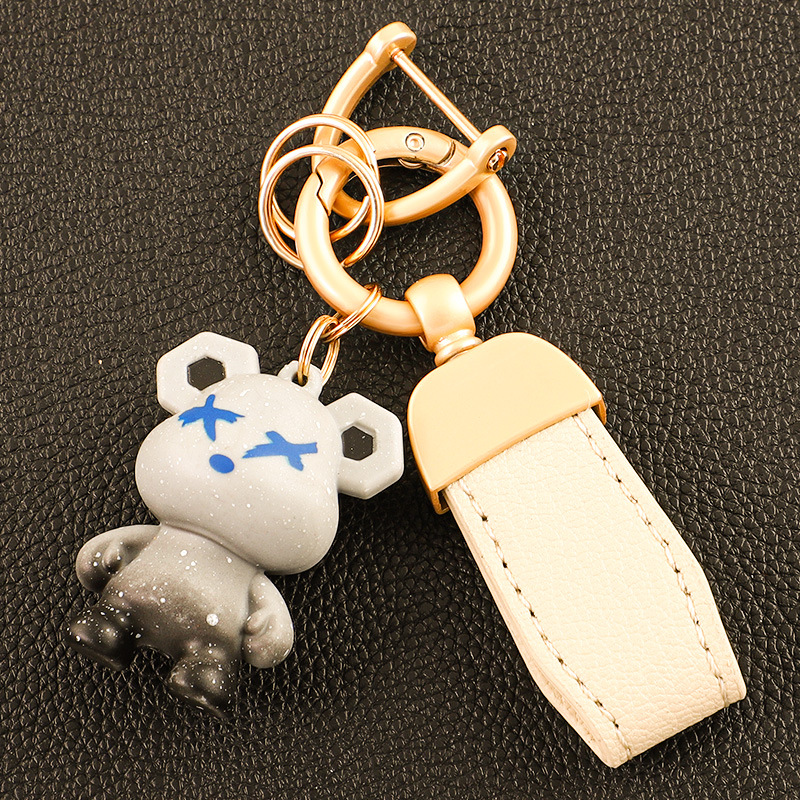Llavero de oso de alta gama en el extranjero, colgante de llave de pareja, cuerda de mano de cuero, hebilla de metal duradera, hombre de comercio electrónico de Amazon