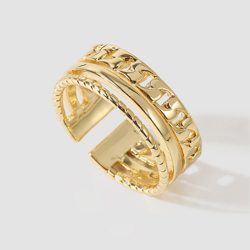 Creative personality real gold plating color retention copper rings