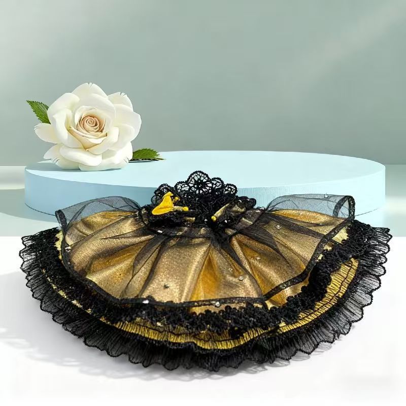 Tiktok Hot-Selling Lace Princess Dress with Gold Foil, Double-Layer Mesh Sweet Princess Dress Shirley Rose Dress-Up