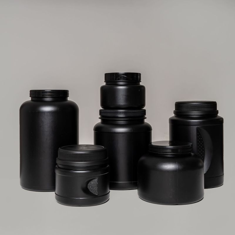 500ml1000ml2升黑色蛋白粉塑料桶五谷杂粮粉剂罐手持式羊奶粉pe桶|undefined