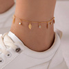 Brand golden ankle bracelet with tassels, punk style, European style, simple and elegant design, boho style