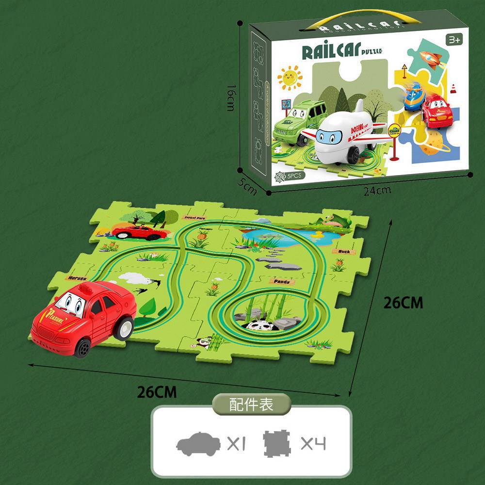 Rompecabezas transfronterizo pista coche DIY montaje libre multi-escena mapa pista coche eléctrico juguetes educativos para niños