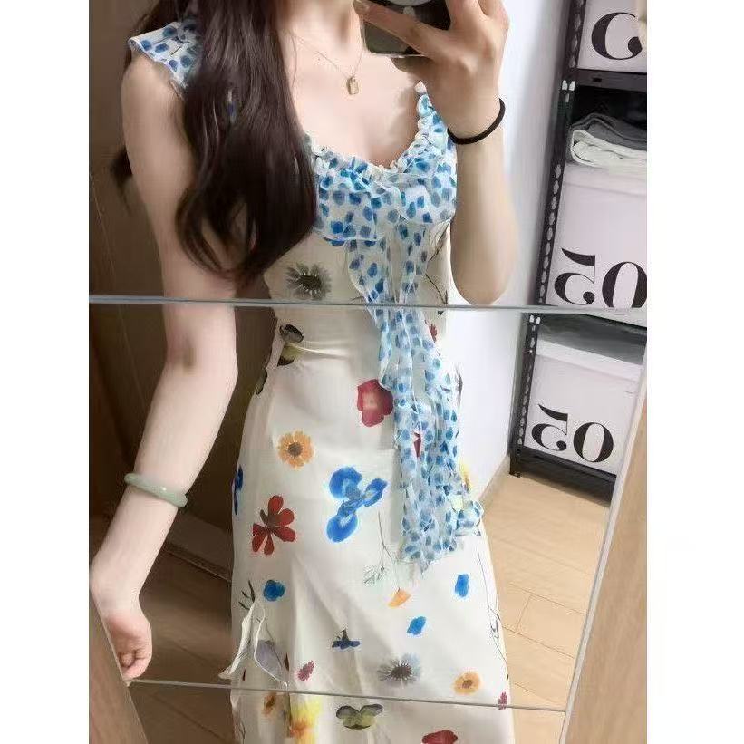 Beach Vacation Wear French Suspender Floral Dress for Women Summer 2025 New Style Super Nice Niche 2