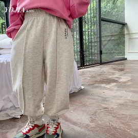 女童运动裤春秋装2025新款韩版洋气小女孩卫裤灰色薄款儿童裤子女