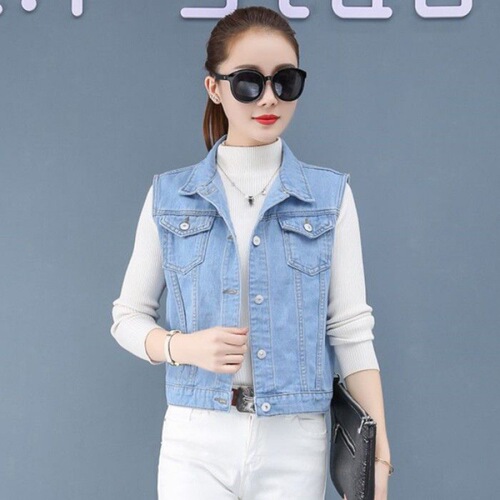 New Arrival Cute & Fresh Style Casual Denim Vest for Women—Available in Plus Sizes Up to 200 lbs