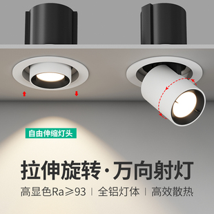 Stretch spotlight COB embedded retractable adjustable angle commercial household hallway spotlight hole 75mm