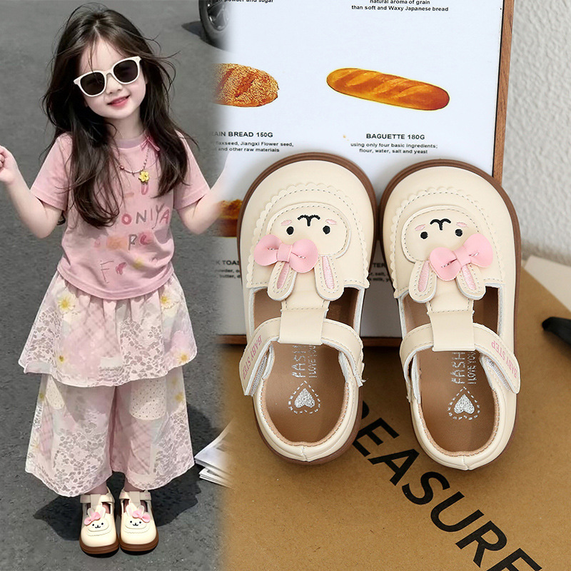 Niñas bonitas zapatos de conejo 2026 verano nuevo bebé Mary Jane Leaf zapatos suaves zapatos antideslizantes