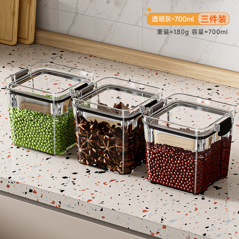Tanque de sellado, tanque de almacenamiento de cocina transparente, productos secos, bocadillos, granos, caja de almacenamiento, botella de almacenamiento, nueces, té a prueba de humedad