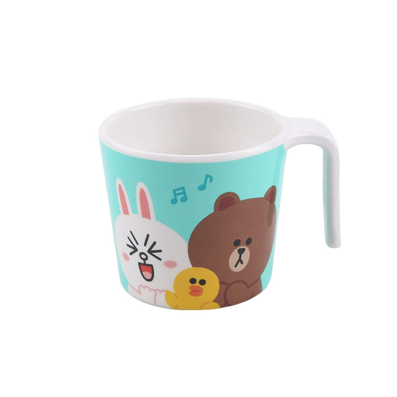 Line friends, мультяшная посуда для кормления, детская тарелка, ложка со стеклом, вилка