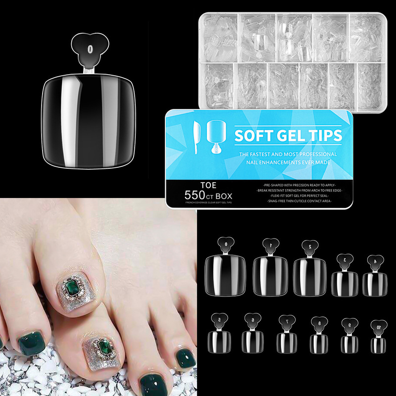 New Porcelain White Box Manicure Pieces 55 Pieces Ultra-Thin Traceless Transparent Foot Nail Pieces Foot Nail Manicure Toe Fake Nail Pieces