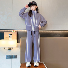 川 女童春运动套装潮酷2024新款阔腿裤儿童洋气开衫外套衣服秋装