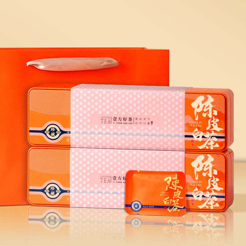 福鼎白茶陳皮白茶老白茶壽眉小方片茶餅禮盒裝茶葉鐵盒送禮批發