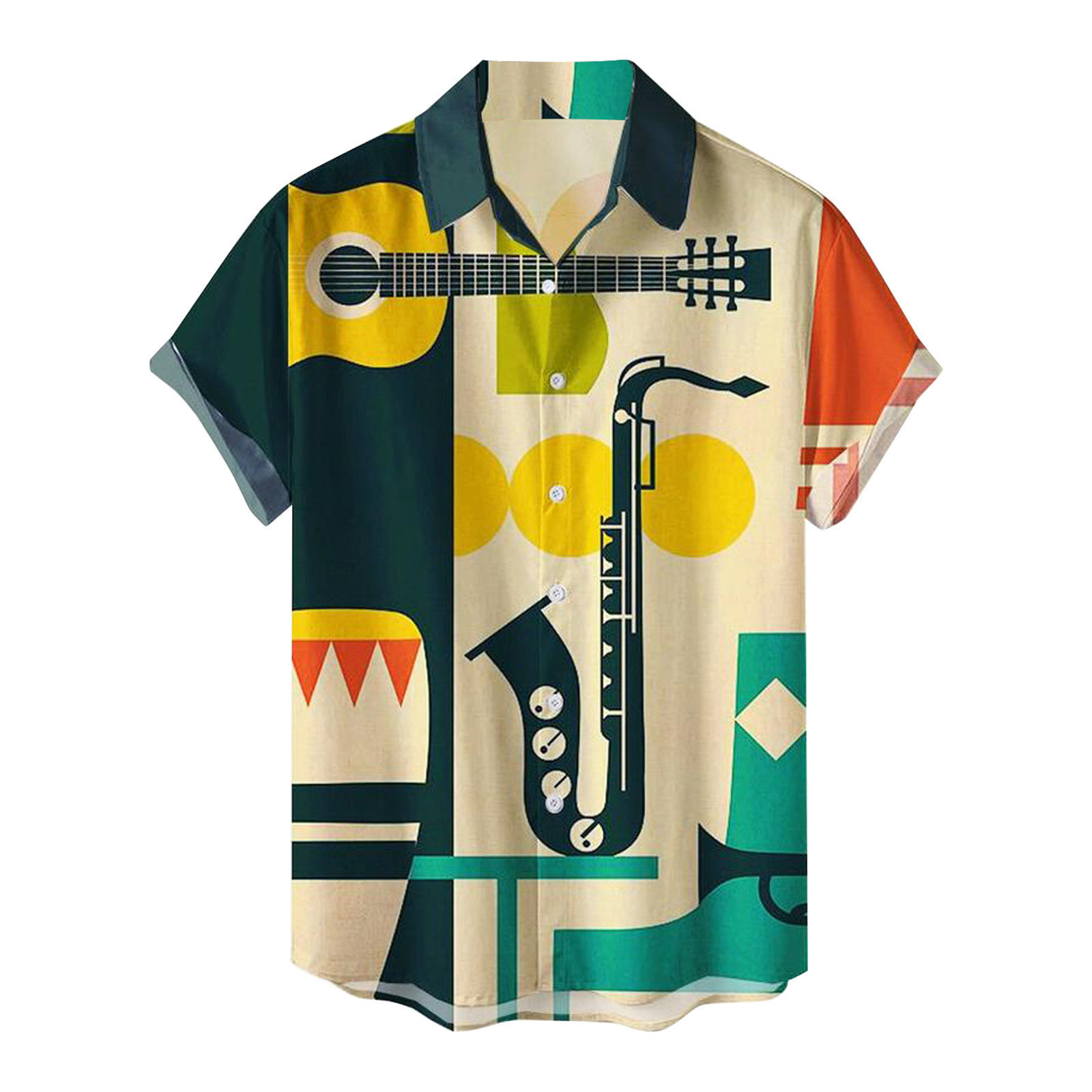 Summer New Large Hong Kong 3D Digital Printing Casual Short Sleeve Shirt Men's Wear_voghion.com