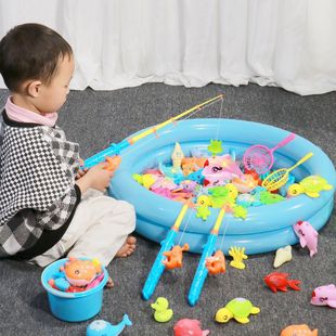 Children's Fishing Toy Set Magnetic Educational Baby Paddling Pool Fishing Rod Play House Boys and Girls Parent-Child Interaction