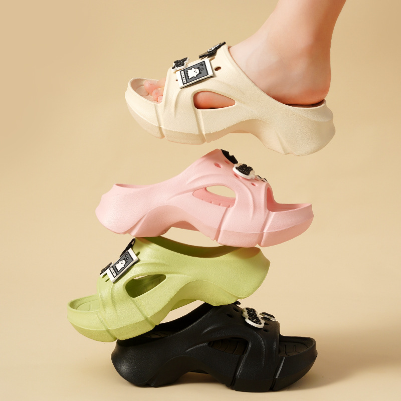 Sandalias, suela suave para mujer, pies no cansados, uso externo de verano, suela gruesa, aumento, antideslizante y desodorante, chanclas, agujeros, pies no apestosos, pantuflas