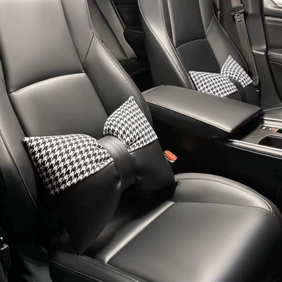 interior houndstooth bow headrest: Headrest