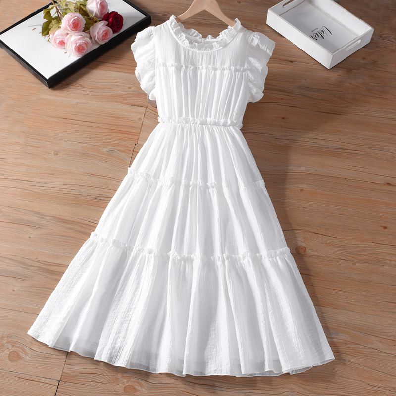 Special Offer: French-Style Flutter Sleeve Waist-Cinching Slimming Princess Dress for Women, Summer Sweet Ruffled Edge Dress, White, Can Be Tie-Dyed Special Offer: French-Style Flutter Sleeve Waist-Cinching Slimming Princess Dress for Women, Summer Sweet Ruffled Edge Dress, White, Can Be Tie-Dyed