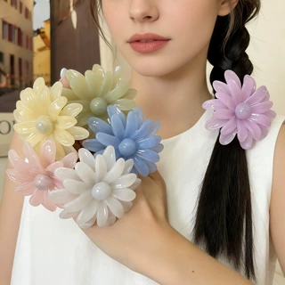 ins 风高级感立体山茶花发圈甜美多色小雏菊发绳头绳甜美发饰批发