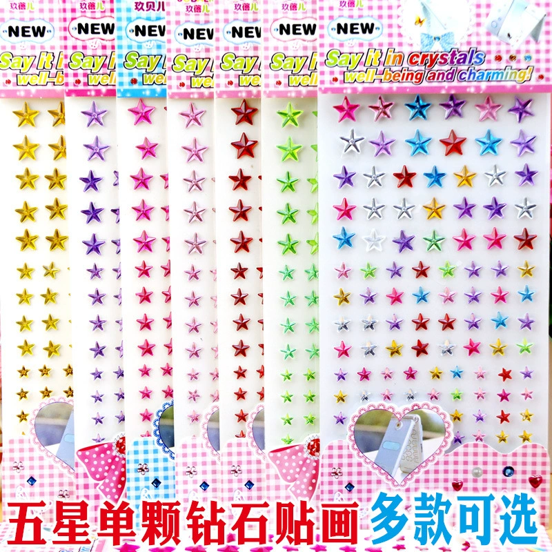Трансграничные дети Алмазные акриловые хрустальные декоративные наклейки размер форма пятиконечная звезда клей для дня рождения макияж