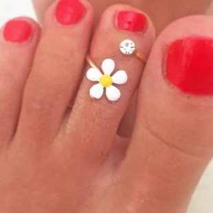 Cross-Border Cute and Sweet Style Small Flower Rhinestone Gold Adjustable Women's Foot Ring Holiday Beach Style Hot Style