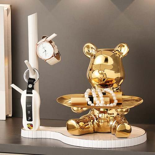 Entrance key storage ornaments storage rack light luxury high-end living room entrance door shoe cabinet violent bear decorations