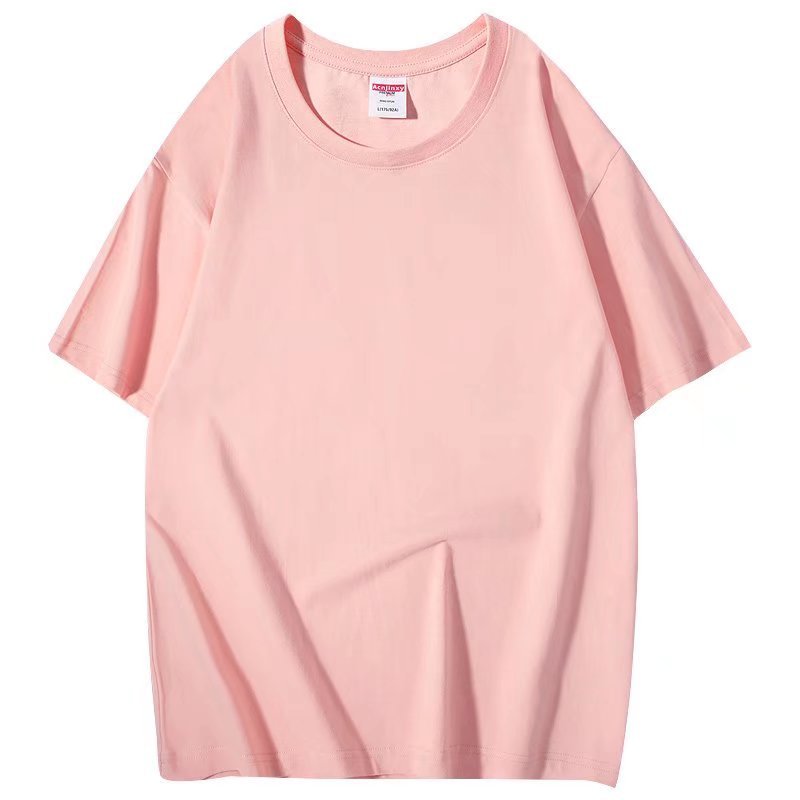 260g de peso pesado, talla europea, algodón suelto, manga corta, cuello redondo, camiseta, ropa de clase, publicidad, camisa cultural, ropa de trabajo, personalización