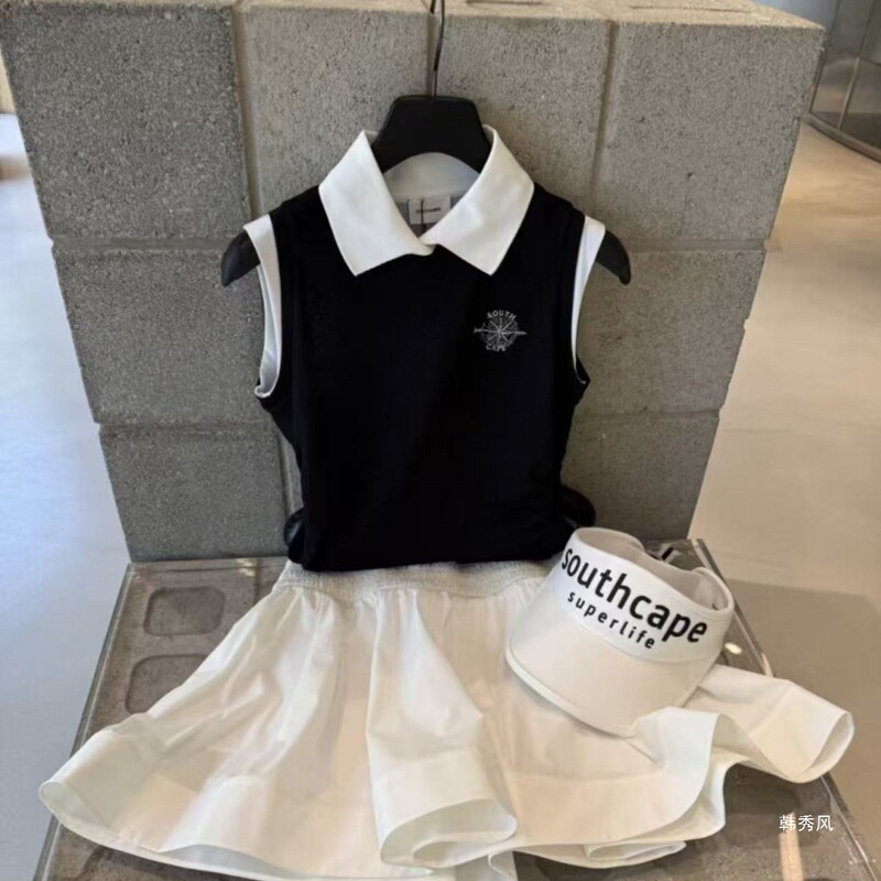 Golf Women's Clothing 26 Summer Casual Sleeveless Vest Flared Tulip Skirt Slim Fit Versatile Short Skirt Breathable Golf Women's Clothing 26 Summer Casual Sleeveless Vest Flared Tulip Skirt Slim Fit Versatile Short Skirt Breathable