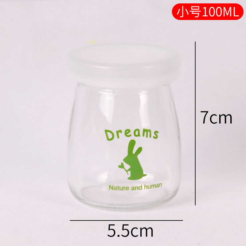 Vaso para pudín con tapa, botella de vidrio para pudín, tarro de miel, gelatina, vaso para mousse de leche de doble capa, vaso para yogur, patrones creativos al por mayor