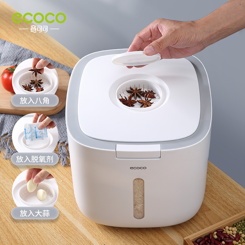 ecoco rice bucket insect-proof and moisture-proof sealed thickened rice tank box noodle bucket rice flour household storage rice storage box