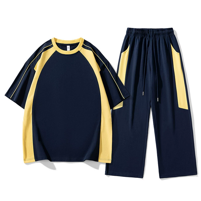 Футболка с короткими рукавами для мужчин летом ins прилив красивый дикий спортивный костюм повседневный набор одежды для мужчин