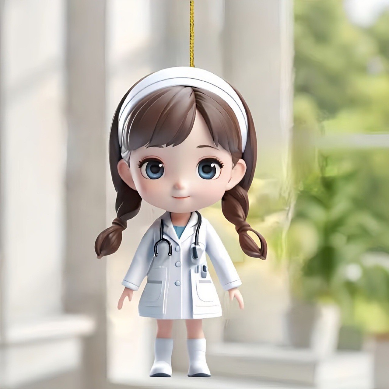2D plano transfronterizo explosión encantadora mujer doctora colgante de espejo retrovisor del automóvil colgante de bolso de decoración de árbol de Navidad