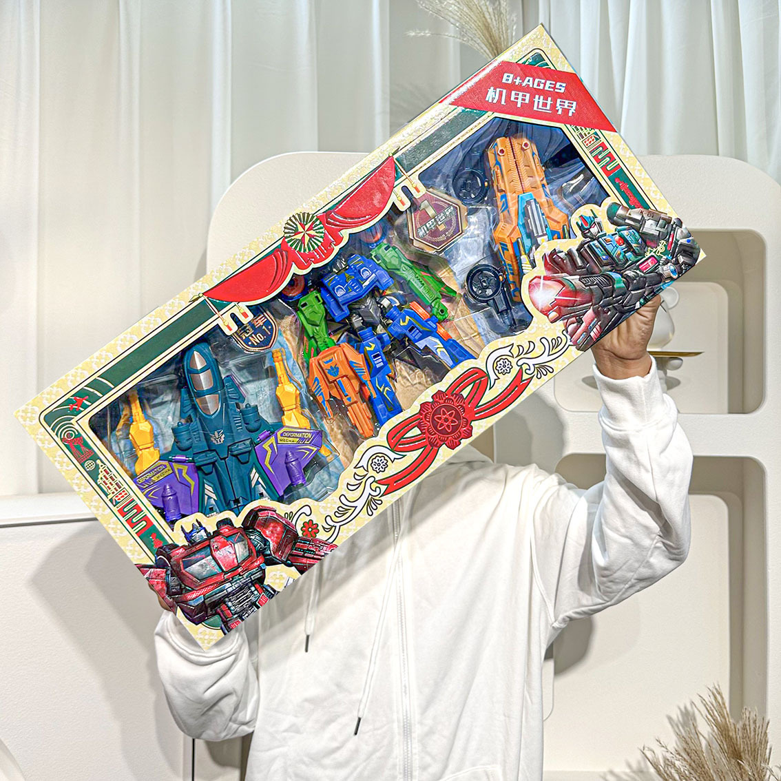 Juguete de los niños mecha traje autobot luchador batalla instituciones entrenamiento empujan regalos recompensa caja regalo