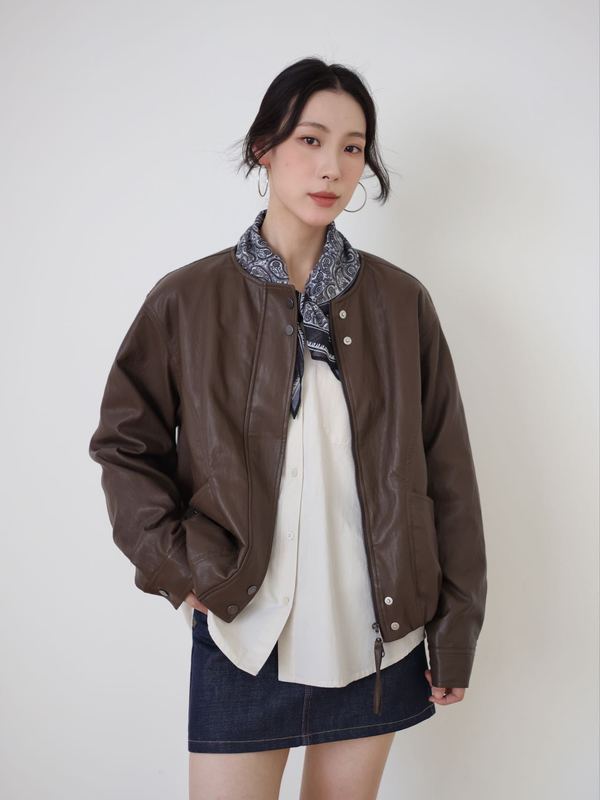 秋日琥珀系复古感高智风皮夹克女美拉德色系设计感皮衣外套ZGC1|undefined