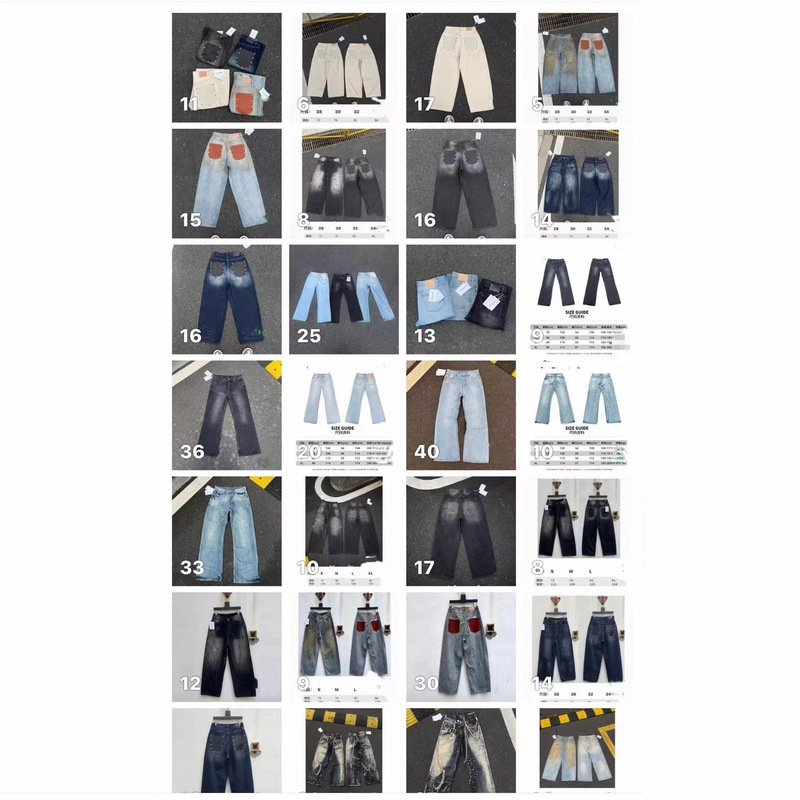 Cross-border trendy brand AC hand-painted splatter-ink ripped jeans, 3D printed graffiti water ripple wide-leg pants collection Cross-border trendy brand AC hand-painted splatter-ink ripped jeans, 3D printed graffiti water ripple wide-leg pants collection